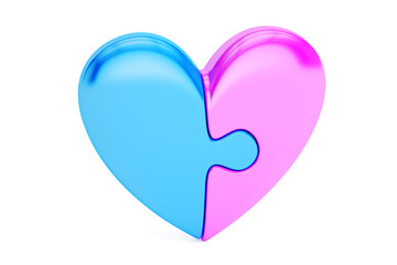 Poster - puzzle heart, love concept. 3d rendering