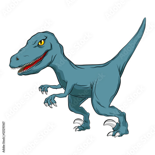 Blue Cartoon Of Raptor Velociraptor Primitive Carnivore Dinosaur With Separate Color And Outline Layers Buy This Stock Illustration And Explore Similar Illustrations At Adobe Stock Adobe Stock