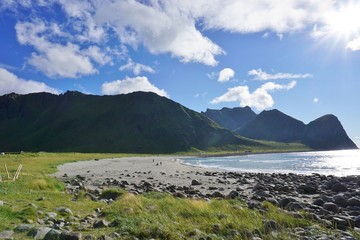 the unstad beach in the lofoten islands, norway