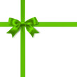 © Ghen - green silky bow and ribbon on white background. vector
