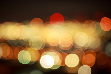 City light bokeh. Defocused night filtered bokeh abstract backgr