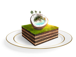 Poster - Cross section of little island. 3D rendering