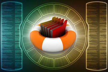 Poster - 3d rendering File folder in lifebuoy
