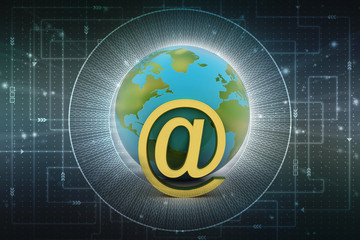 Poster - 3d rendering E mail sign connect with world
