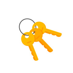 Poster - keys door or padlock on key ring vector illustration isolated on white background, bunch of golden k