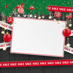 Wall Mural - Sale Lines Christmas Card Black Wood