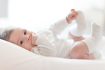 Close up portrait of cute baby