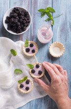 Homemade Blackberries Pie On Wooden Background