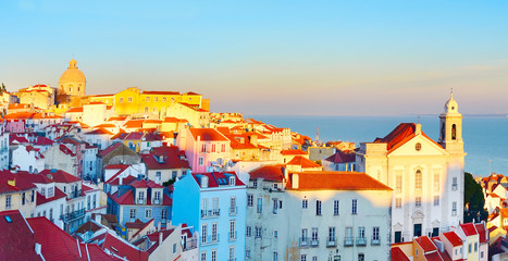 Canvas Print - Lisbon Old Town panorama, Portugal