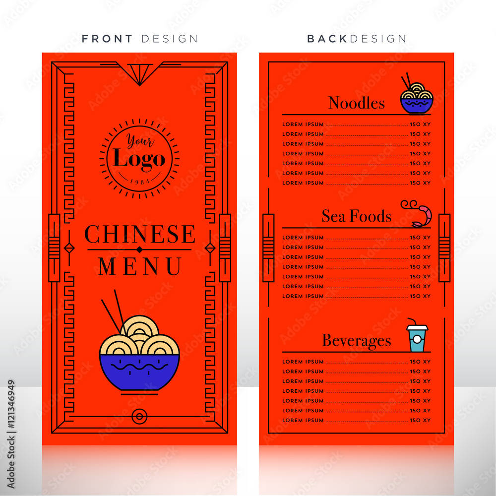 Chinese Food Menu Design Template Stock Vector | Adobe Stock