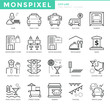 Flat thin line Icons set of City life. Pixel Perfect Icons. Simple mono linear pictogram pack stroke vector logo concept for web graphics.