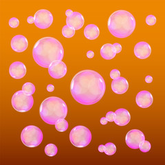 Wall Mural - Vector Illustration of Water Drops on an Orange Background