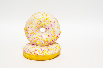 Donuts glazed on a white background