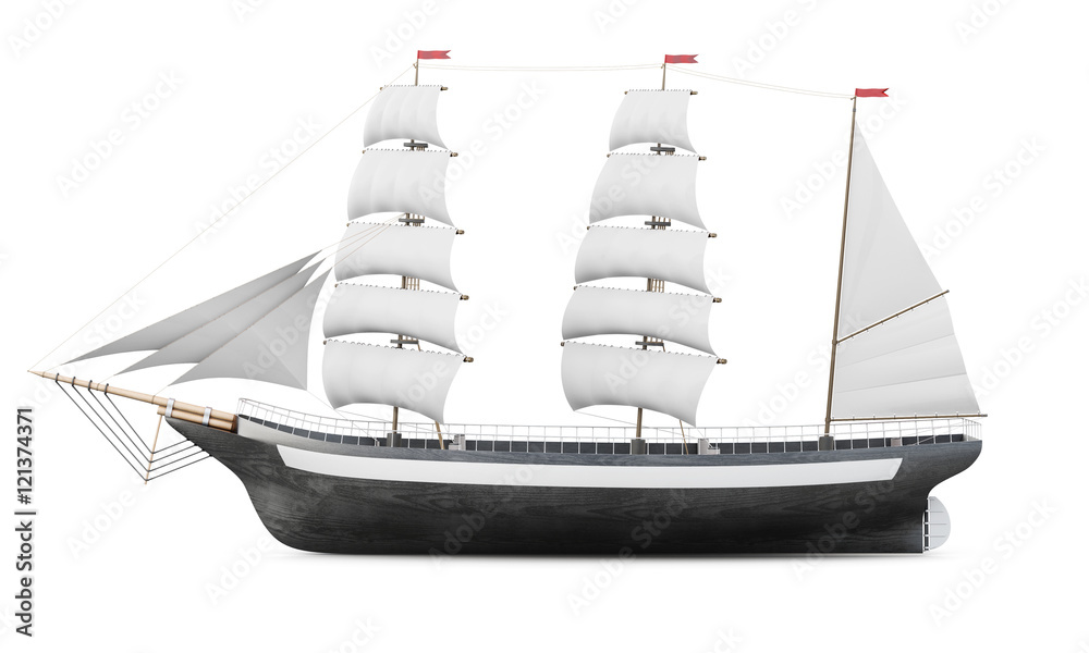 Sailing ship model isolated on a white background. 3d rendering Stock ...