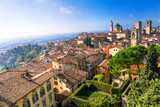 Fototapeta  - View of medieval Upper Bergamo - beautiful medieval town in nort