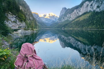 Wall Mural - Gosausee Sonnenuntergang - Salzkammergut - Dachstein Spiegelung 