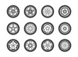© Elegant Solution - Wheel, tyre and tire collection of icons