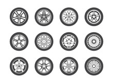 Wheel, Tyre And Tire Collection Of Icons