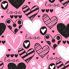 Seamless Pink Love Pattern Vector Illustration