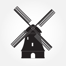 Windmill Icon Or Sign Isolated On White Background. Mill Symbol. Vector Illustration.