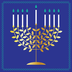 menorah with leaves