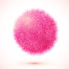 Pink Fluffy Vector Isolated Sphere With Shadow