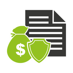 Sticker - money insurance economy icon vector illustration design