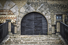 Black Wooden Door Of A Castle