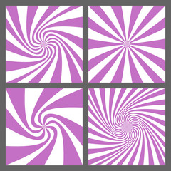 Poster - Retro spiral ray and starburst background set
