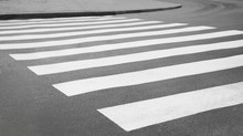 Zebra Crossing On A Road, Close Up