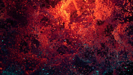 Poster - Abstract Colorful Cube Particles Background- 3D illustration