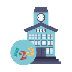 Poster - school building with education icon vector illustration design