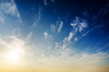 deep blue sky and sunset
