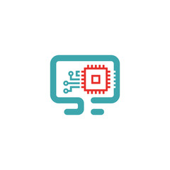 Poster - Power Computer processor icon vector illustration.