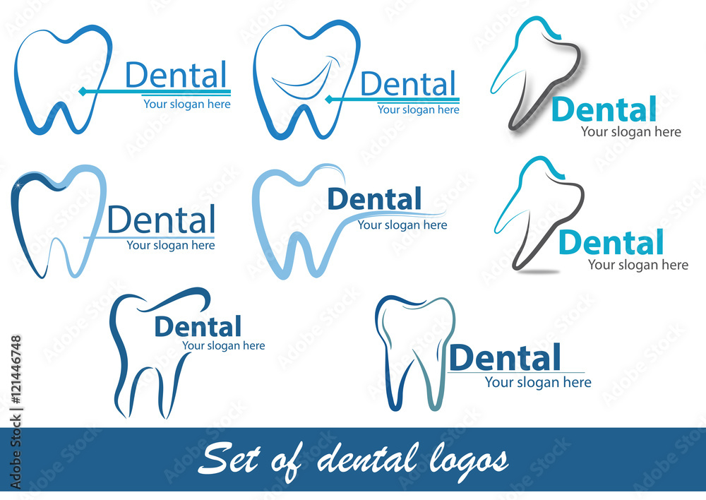 Set of dental logos - obrazy, fototapety, plakaty 