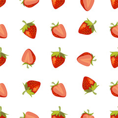 Sticker - Red vector strawberries seamless pattern