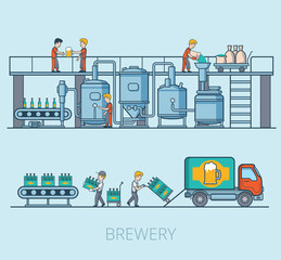 Wall Mural - Linear Flat Brewery beer line hop loading pack delivery vector