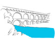 Gard Du Pont Languedoc, Nimes France, Sketch
