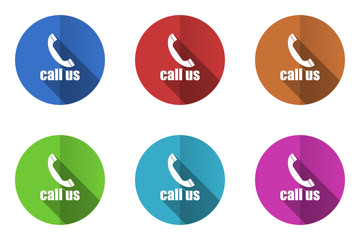 Poster - Flat design vector icons. Colorful web buttons set.