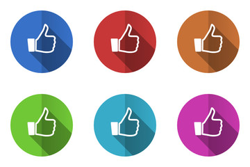 Poster - Flat design vector icons. Colorful  likeweb buttons set.