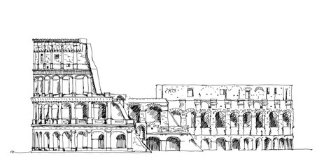 Wall Mural - Ruins of Coliseum. Rome, Italy. Sketch collection