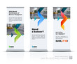 © Diamond Graphics - Vector set of modern roll up banner stand design with blue green