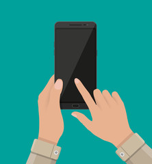 Aufkleber - hand touching screen of black smartphone