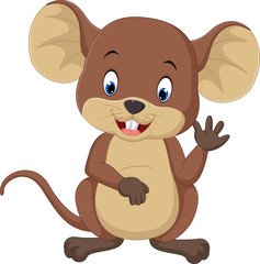 Wall Mural - Cute mouse cartoon waving