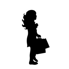 Canvas Print - Vector silhouette of girl.