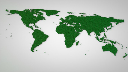 eco / green world map concept. 3d world map made of grass