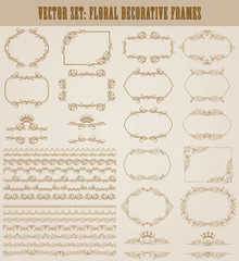 Vector set of gold decorative borders, frame