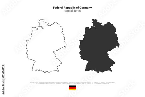 Federal Republic Of Germany Map Outline And Official Flag Icon
