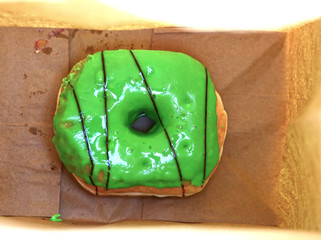 doughnut with green mint topping