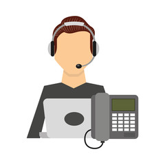 Poster - call center operator avatar vector illustration design